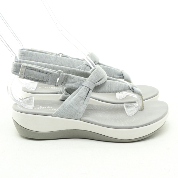 Clarks Cloudsteppers Arla Nicole Sandals Women 6.5 Gray/White - Picture 3 of 16